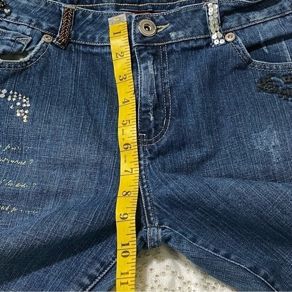 Vintage American Exchange boho embellished kick crop jeans size 32 - Picture 15 of 16